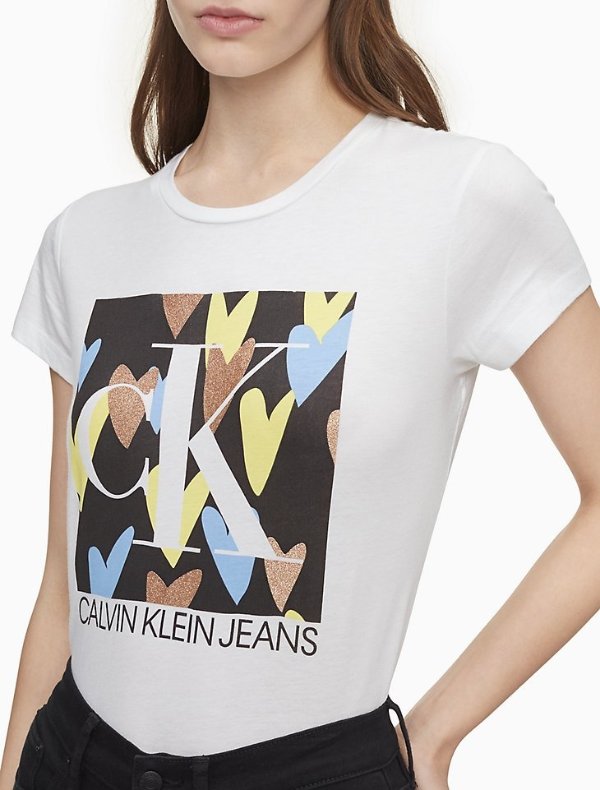 Hearts Monogram Logo Block Crewneck T-Shirt