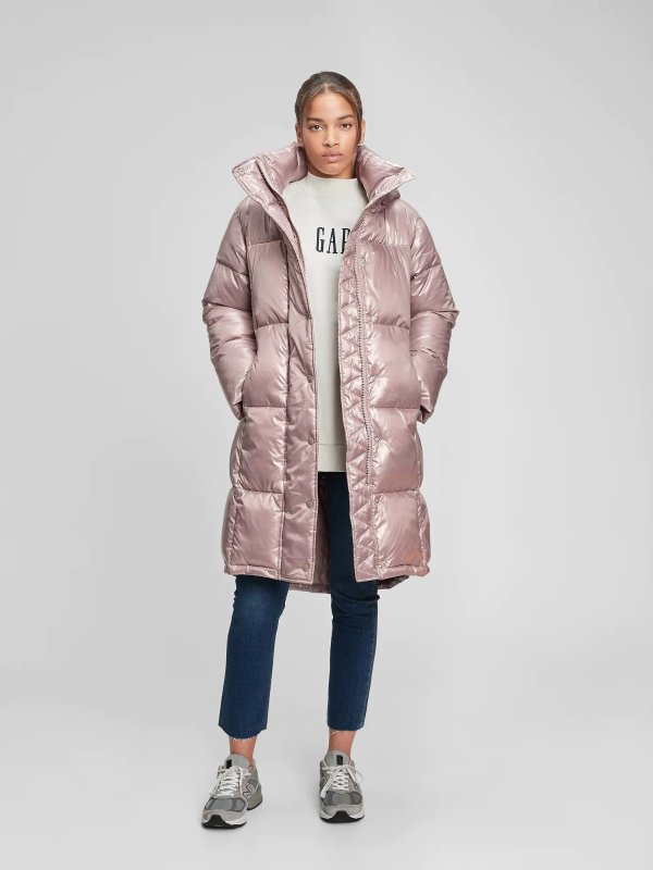 100% Recycled Relaxed Heavyweight Midi Puffer Coat