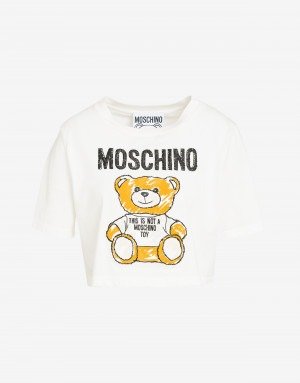 Cropped T-shirt Brushstroke Teddy Bear - SS19 Ready-to-Bear - SS19 COLLECTION - Moods - Moschino | Moschino Shop Online