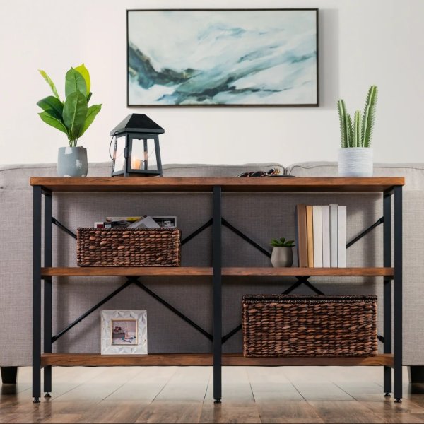 3-Tier Industrial Hallway Console Table for Living Room