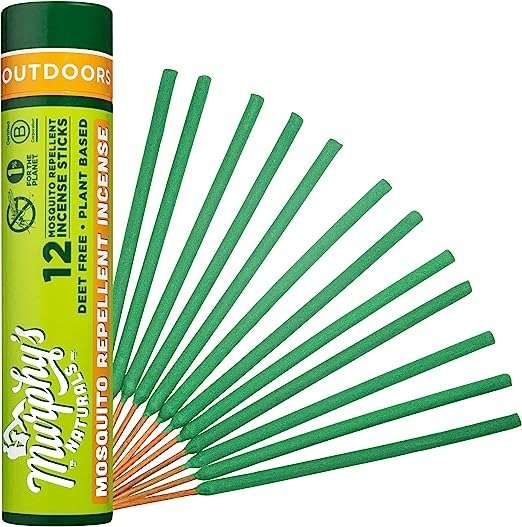 Murphy’s Naturals Mosquito Repellent Incense Sticks | DEET Free with Plant Based Essential Oils | 2.5 Hour Protection | 12 Sticks per Tube