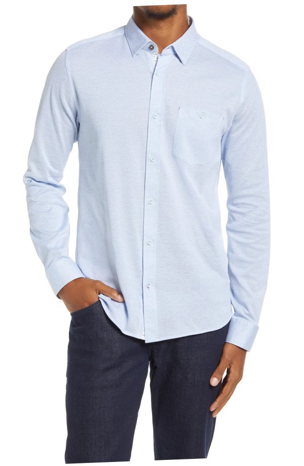 Wonyeer Slim Fit Button-Up Pique Shirt