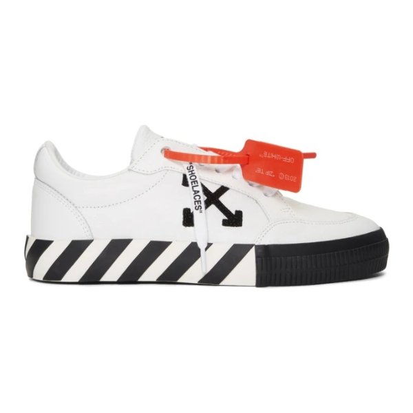 - White & Black Vulcanized Low Sneakers
