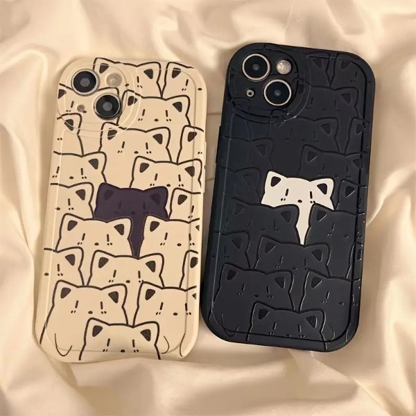 Black And White Line Bear Phone Case For IPhone 14 13 12 11 Pro Max Xs Max XR 7 8 Plus SE 2020 Silicone Cover Case