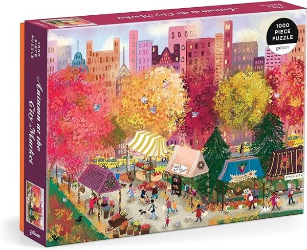 Autumn at The City Market – 1000 Piece Puzzle Fun and Challenging Activity with Bright and Bold Artwork of A Fall Day at A Farmer’s Market for Adults and Families