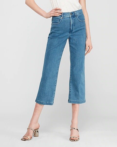 High Waisted Cropped Wide Leg Jeans
