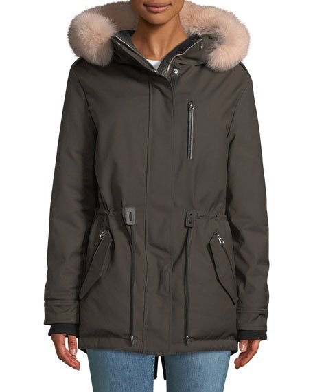 Chara Parka Coat w/ Fur-Trim Hood