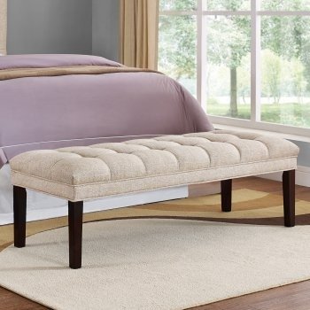 Upholstered Tufted Bed Bench - Tan