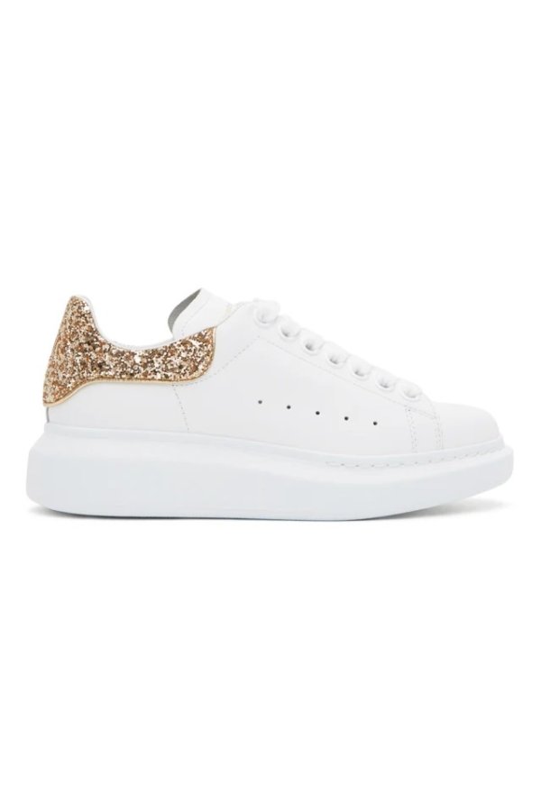 SSENSE Exclusive White & Gold Oversized Sneakers
