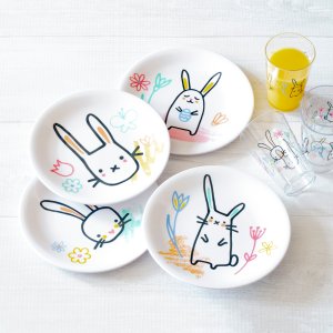 Mainstays Bunny Sketch Salad Plate Set