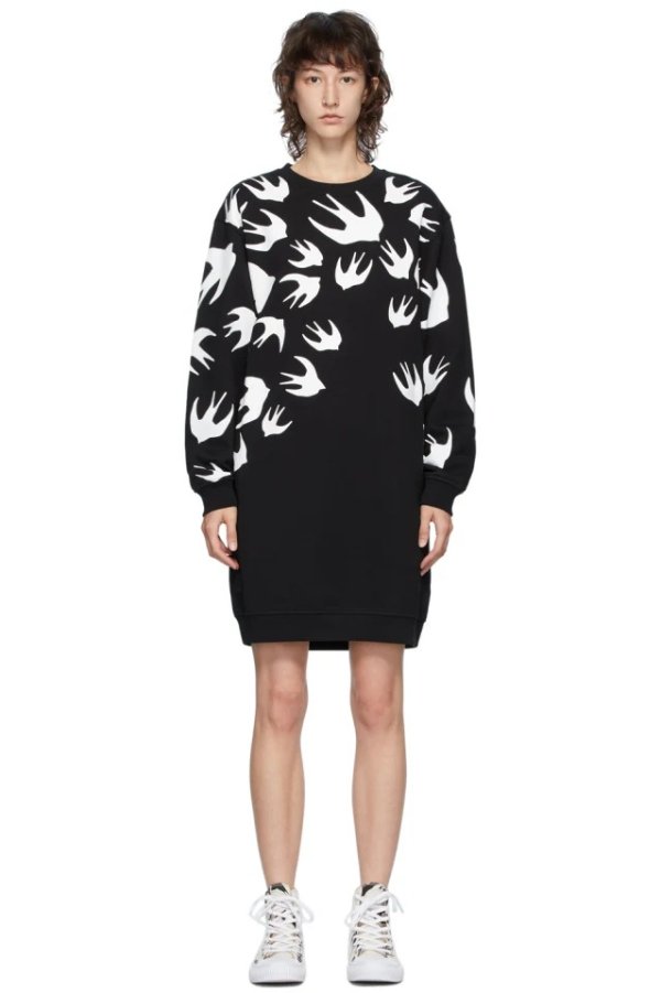 Black McQ Swallow Sweater Short Dress