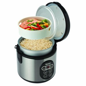Aroma 8-Cup (Cooked) (4-Cup UNCOOKED) Digital Rice Cooker / Food Steamer, Stainless Steel Exterior (ARC-914SBD)