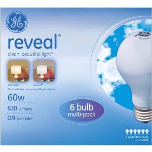 GE Reveal Incandescent 60W Light Bulbs, 12 pk of 6 bulbs (72 Bulbs total)