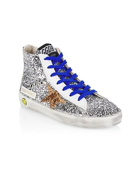 Little Girl's & Girl's Francy Glitter Leopard Horsy Star Sneakers