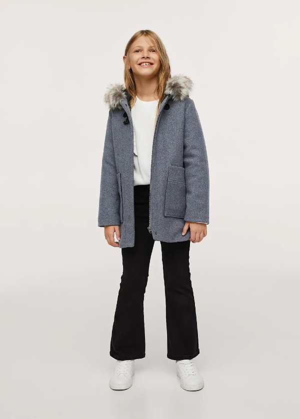 Faux fur hooded coat removable - Girls | MANGO OUTLET USA