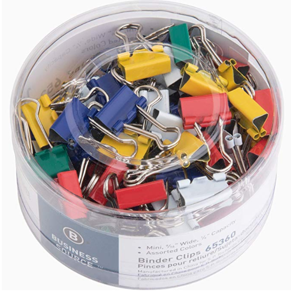 Business Source Mini Binder Clips - Pack of 100