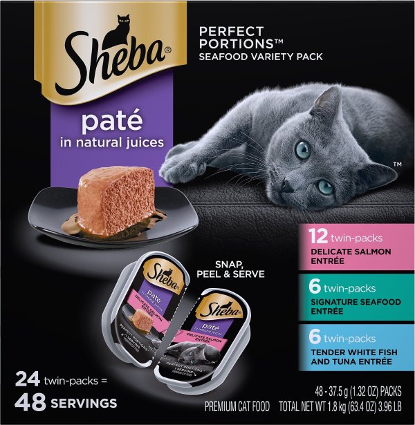 Perfect Portions Seafood Pate Variety Pack Grain-Free Cat Food Trays, 2.6-oz, case of 24 twin-packs - Chewy.com