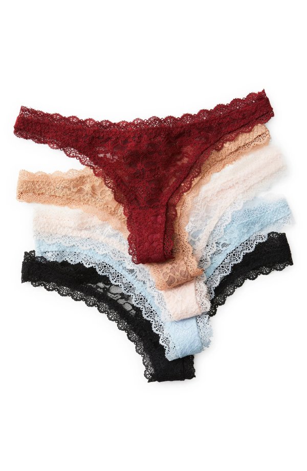 Intimately FP Assorted 5-Pack Lace Thongs
