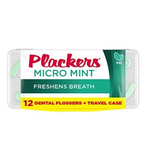 Plackers Micro Flosser with Travel Case, Mint, 12 Count