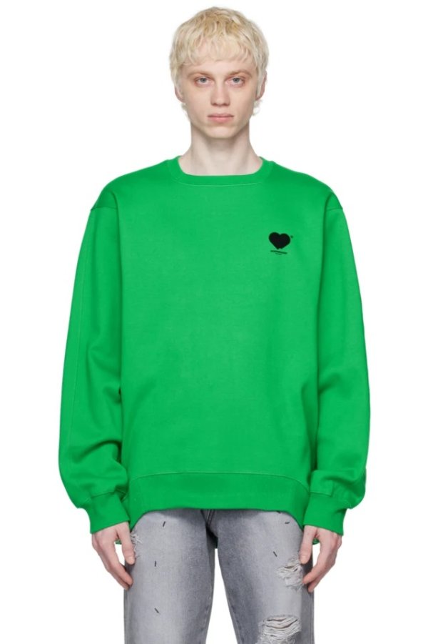 Green Flocked Sweatshirt