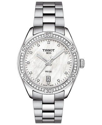 Women's Swiss PR 100 Sporty Chic Diamond-Accent Stainless Steel Bracelet Watch 36mm - A Special Edition