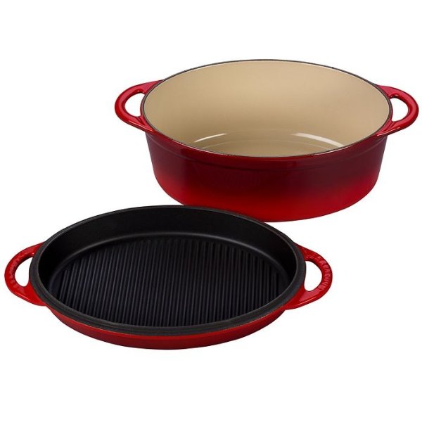 4.75 Quart Signature Oval Dutch Oven with Grill Pan Lid