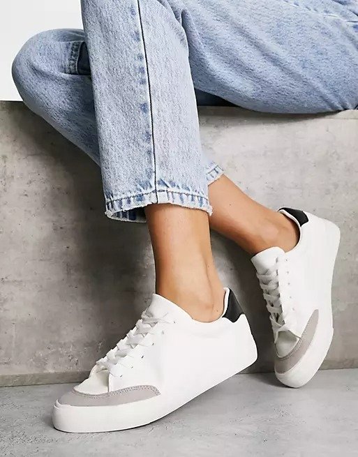 minimal lace up sneakers in white with black
