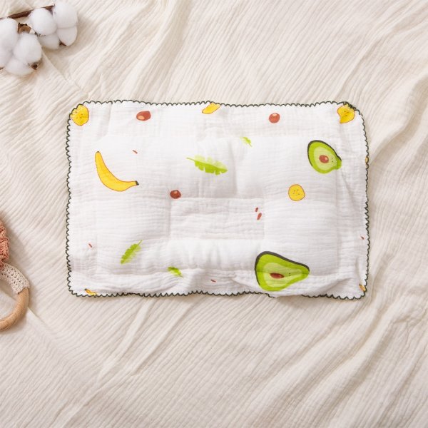 Pure Cotton Baby Pillow Fruit Pattern Sweat-absorbing Breathable Sleeping Pillow to Help Prevent and Treat Flat Head Syndrome