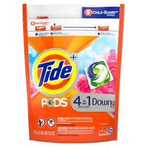 PODS Liquid Laundry Detergent Pacs with Downy, April Fresh, 26 CT