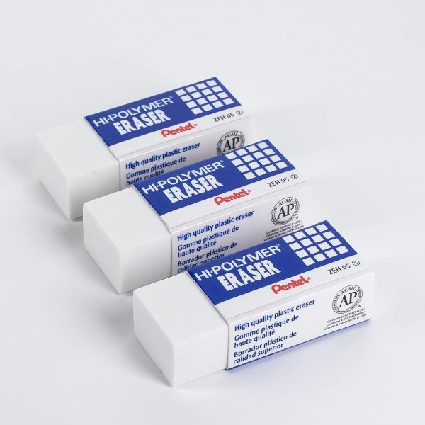 Hi-Polymer Large Block Eraser, 3 Pack