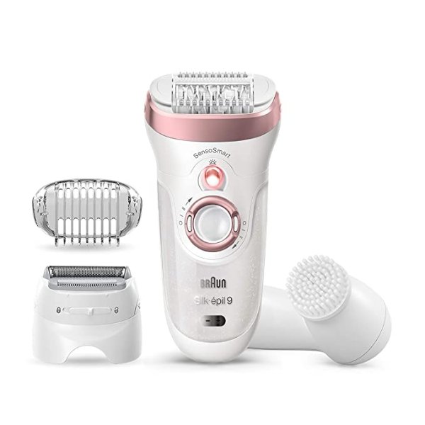 Epilator Silk-epil 9 9-880, Facial Hair Removal for Women, Wet & Dry, Facial Cleansing Brush, Women Shaver & Trimmer, Cordless, Rechargeable, Beauty Kit