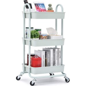 TOOLF Utility Cart, 3 Tier Rolling Storage Cart