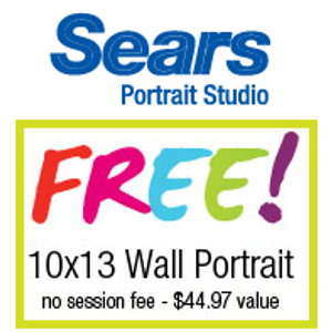 Sears Portrait Studio printable coupon: 10x13" Portrait w/ effects