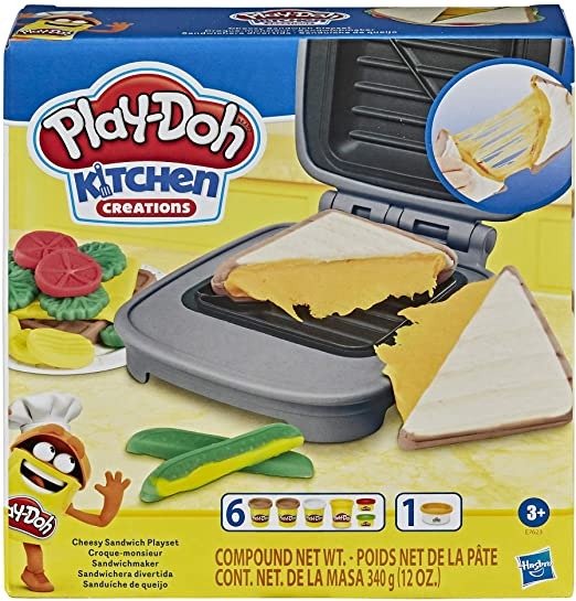 Kitchen Creations Cheesy Sandwich Play Food Set for Kids 3 Years and Up Elastix Compound and 6 Additional Colors