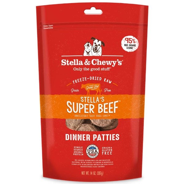Stella's Super Beef Grain Free Dinner Patties Freeze Dried Raw Dog Food | Petflow