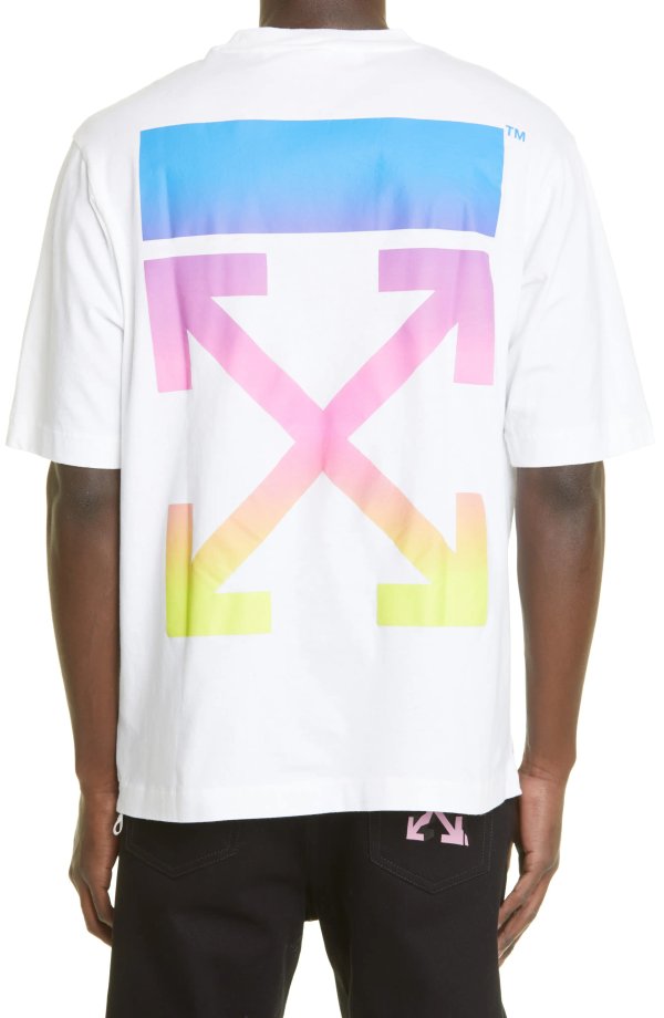 Men's Rainbow Gradient Arrow Skate Cotton Graphic Tee