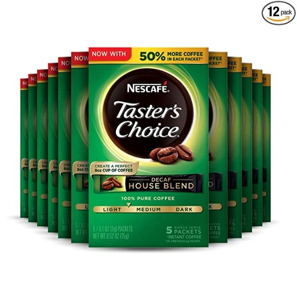 Taster's Choice Decaf Instant Coffee, House Blend (Pack of 12)