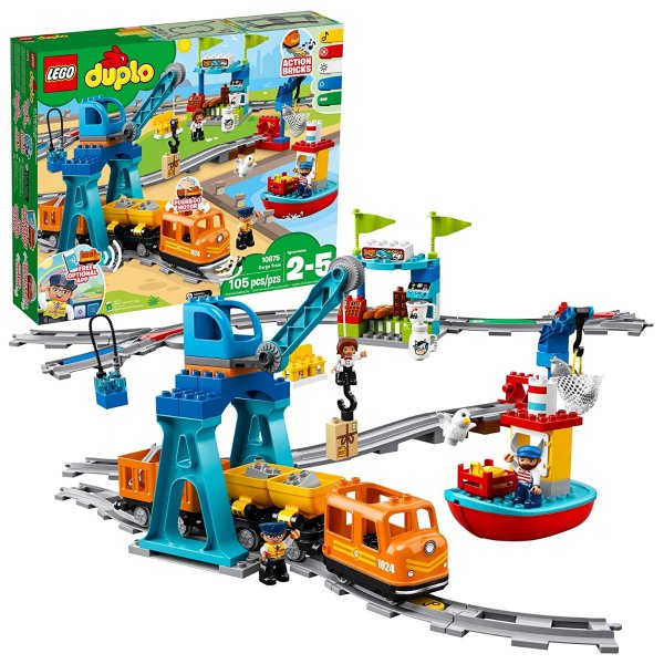 LEGO DUPLO Cargo Train 10875 Battery-Operated Building Blocks Set