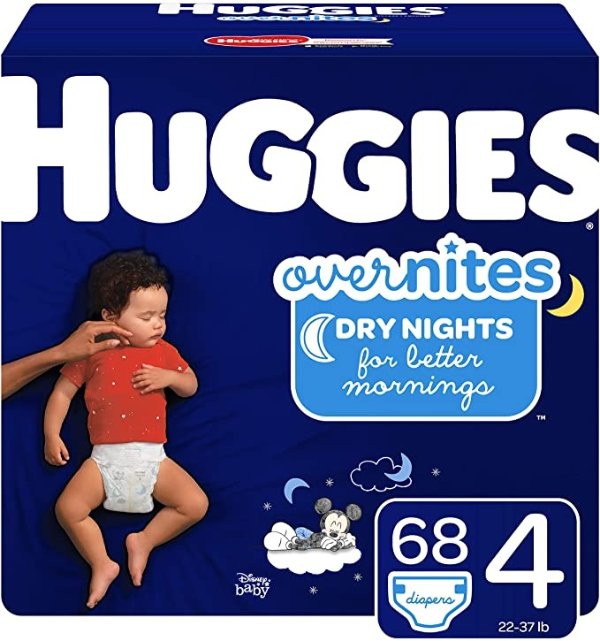 Overnites Nighttime Diapers, Size 4, 68 Ct