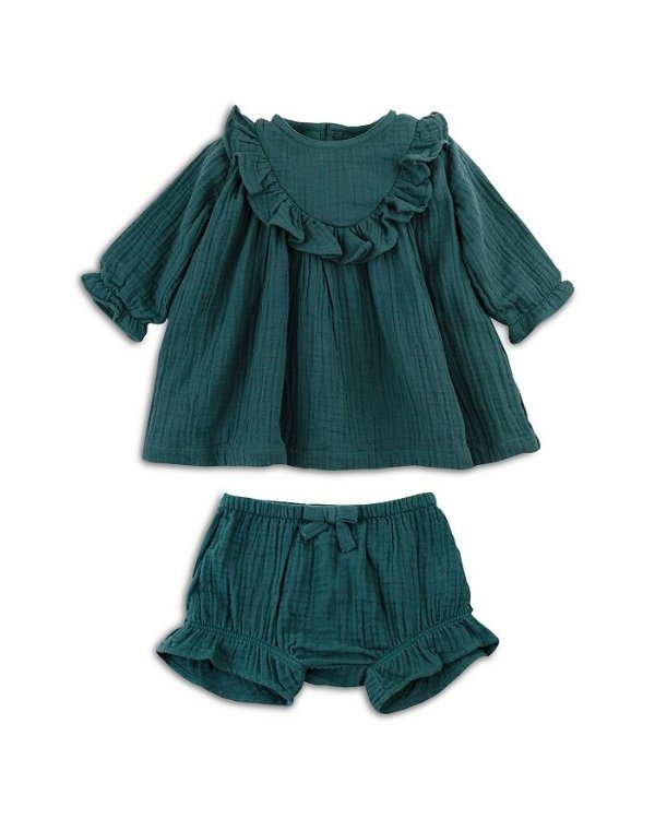 Girls' Ruffled Crinkle Gauze Organic Cotton Dress - Baby