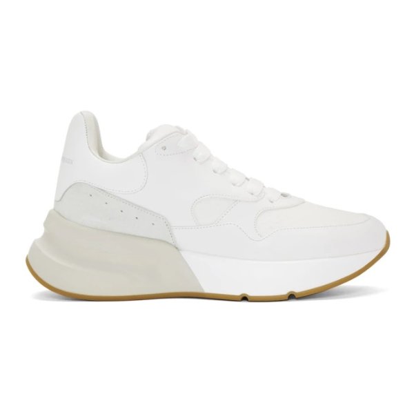 - White & Beige Oversized Runner Sneakers