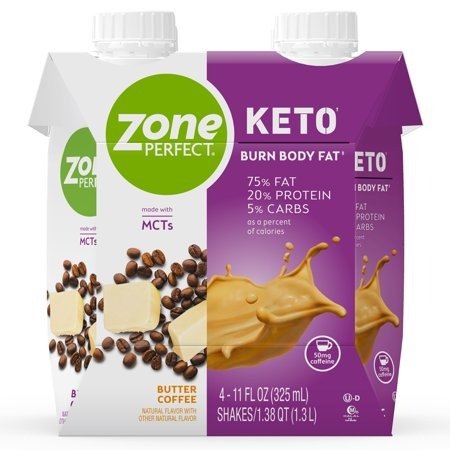 ZonePerfect Keto Protein Shake, Butter Coffee, 11 fl oz, 12 ct with FREE $10 Walmart eGift Card