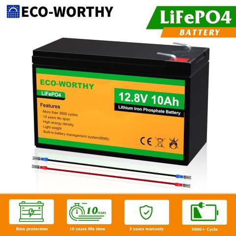 Eco-Worthy 锂电池 12V 10Ah 