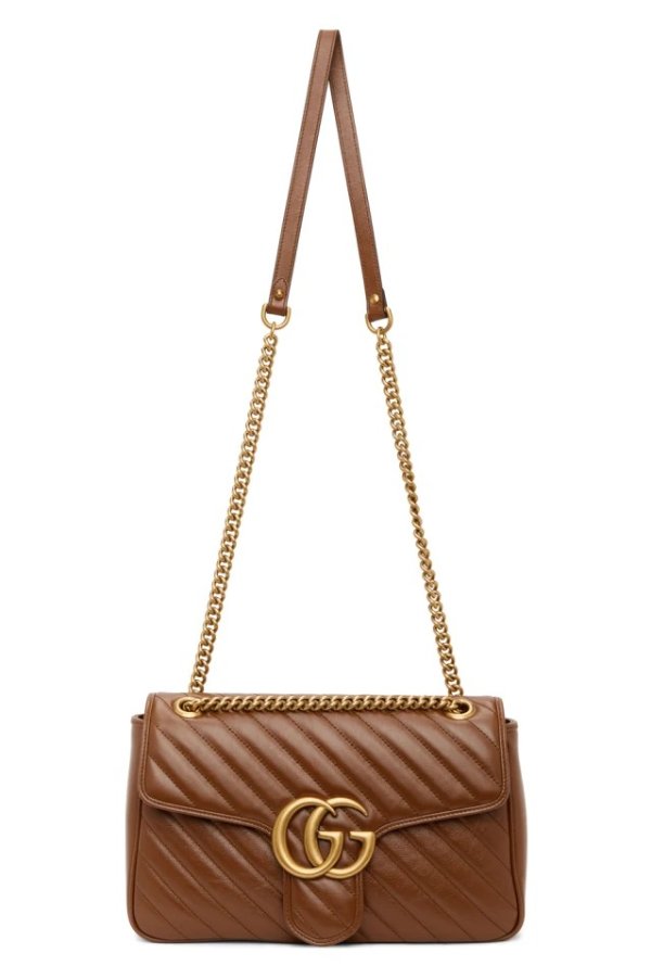 Brown Small GG Marmont 2.0 Shoulder Bag