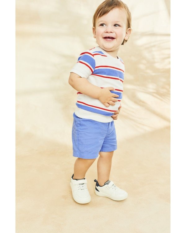 Baby 2-Piece Striped Tee & Canvas Shorts Set