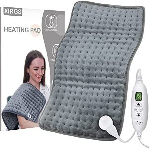 XIRGS XL-Large Heating Pad for Back Pain Relief, 12'' x 24'' Ultra Soft Electric Heating Pad