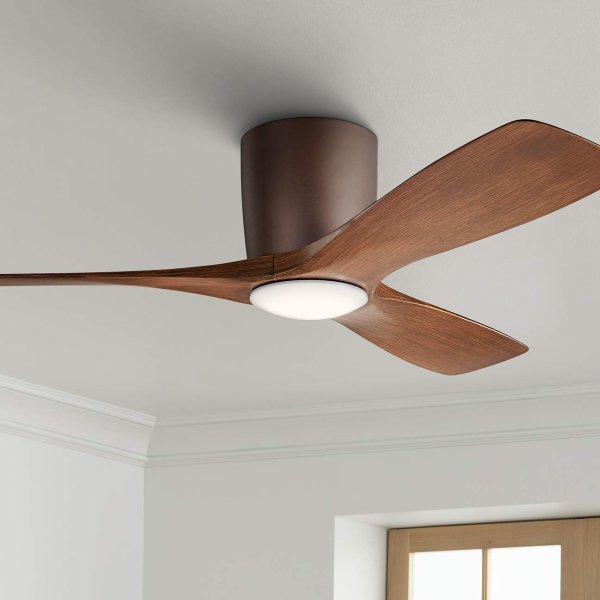48" Kichler Volos Bronze Hugger LED Ceiling Fan with Wall Control - #80A23 | Lamps Plus
