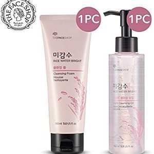 The Face Shop Rice Water Bright Cleansing Foam (150 mL/5.0 Oz) & Light Cleansing Oil (150 mL /5 Oz) Set, Moisturizing And Brightening Care For All Skin Types @ Amazon.com