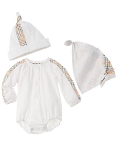 Burberry 3pc Vintage Check Detail Baby Gift Set