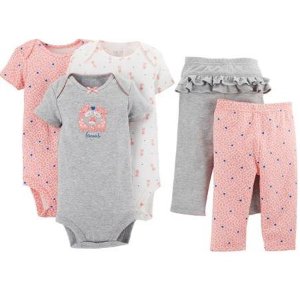 Child of Mine by Carter's Newborn Baby Girl Bodysuit and Pants 5-Piece Set
